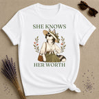 Husky She Knows Her Worth T-Shirt - White
