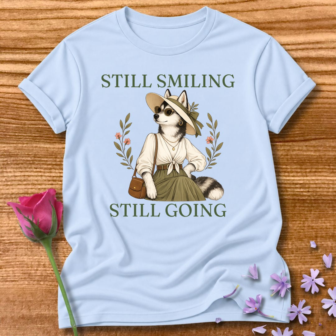 Husky — Still Smiling Still Going Vintage Aesthetic Animal in Light Blue