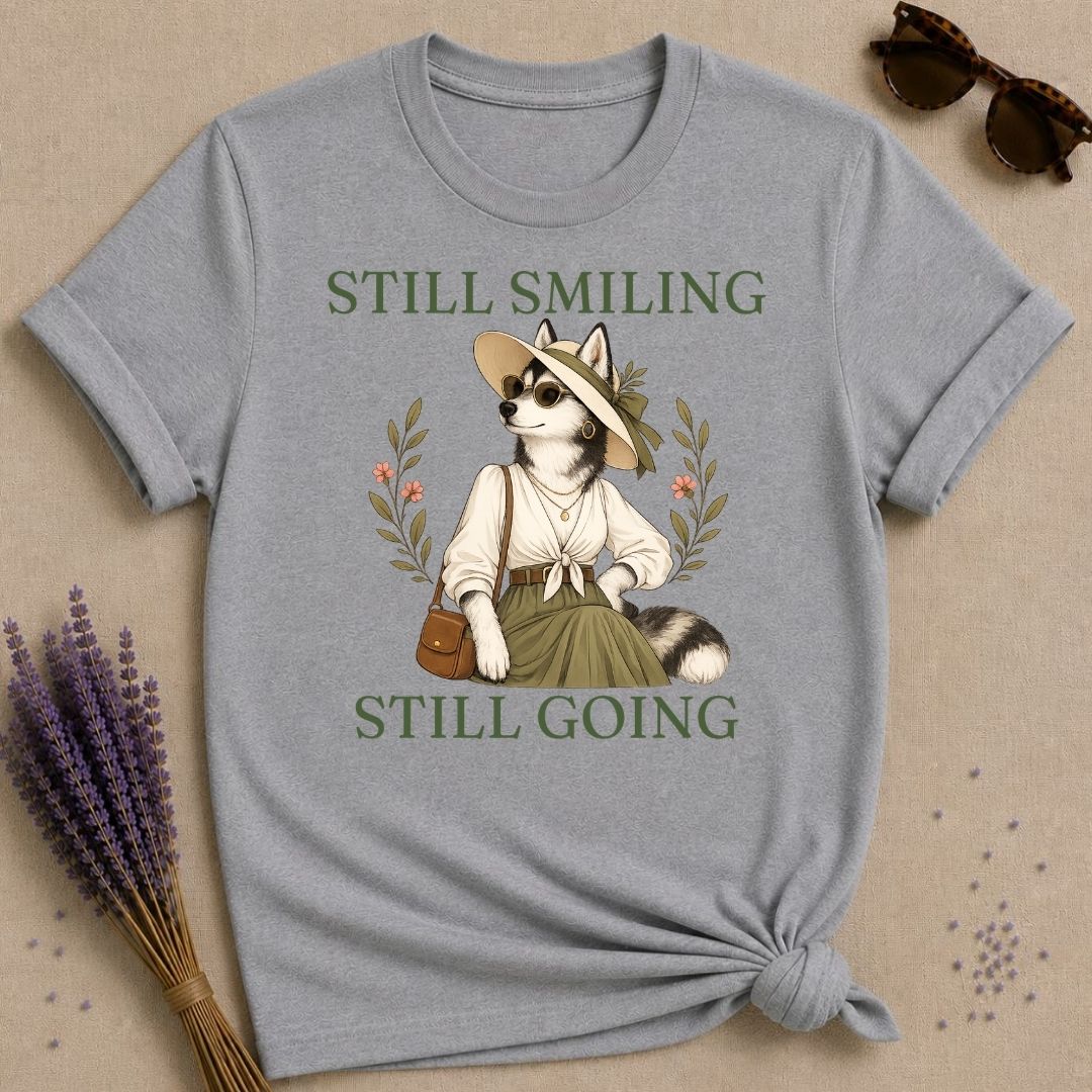 husky still smiling still going