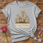 I Buried My Feelings. They Bloomed. — Skeletal Hand Rose T-Shirt for Women in Sport Grey