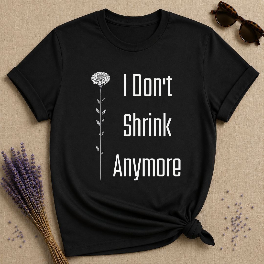 I Don't Shrink Anymore — Wildflower Botanical T-Shirt for Women in Black