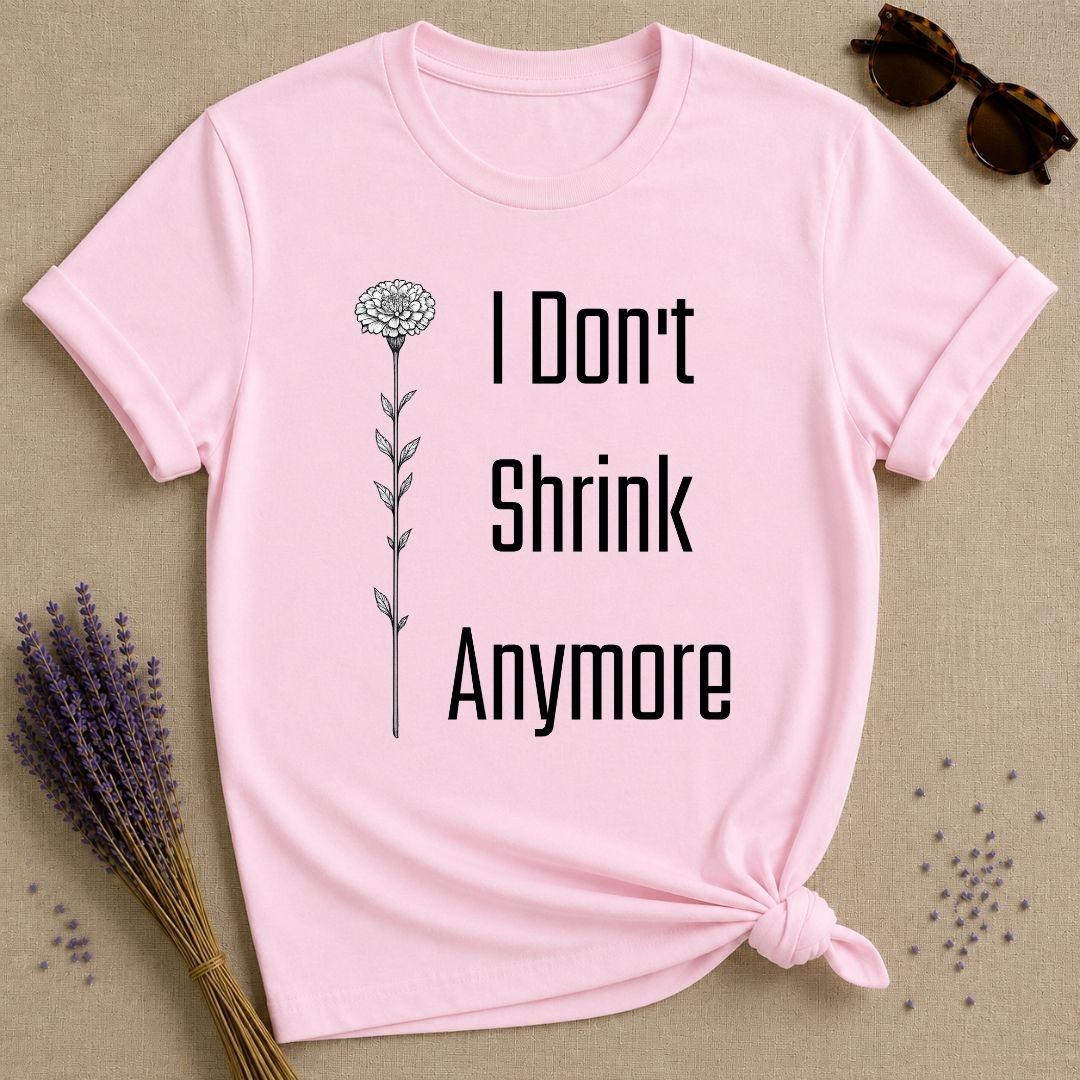 I Don't Shrink Anymore — Wildflower Botanical T-Shirt for Women in Light Pink
