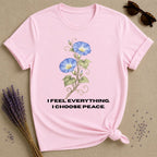 She Chose Peace — Morning Glory Botanical T-Shirt for Women in Light Pink