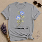 She Chose Peace — Morning Glory Botanical T-Shirt for Women in Sport Grey