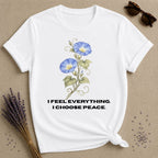 She Chose Peace — Morning Glory Botanical T-Shirt for Women in White