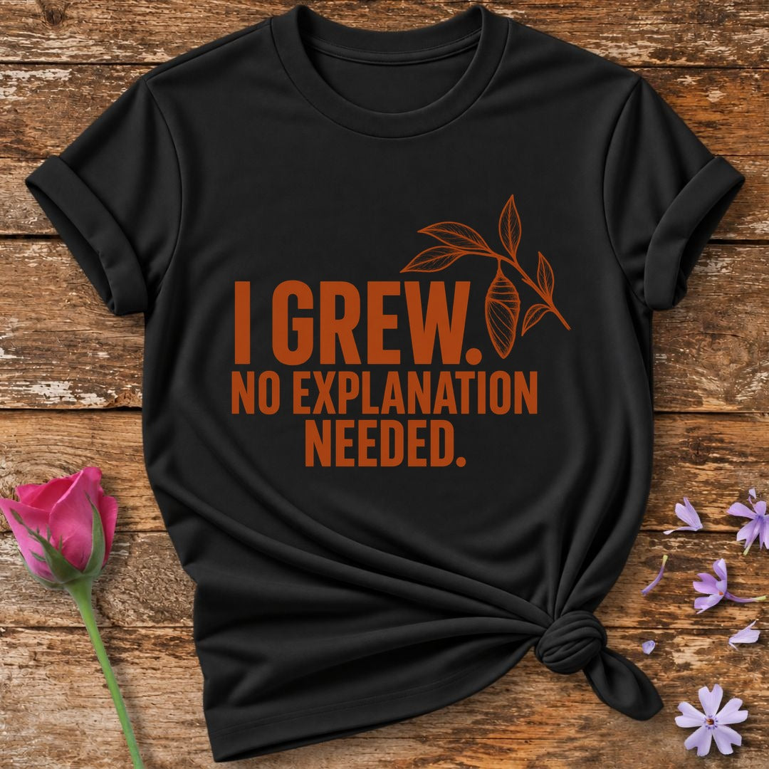 I Grew No Explanation Needed — Line Art Chrysalis T-Shirt for Women in Black