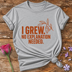 I Grew No Explanation Needed — Line Art Chrysalis T-Shirt for Women in Sport Grey