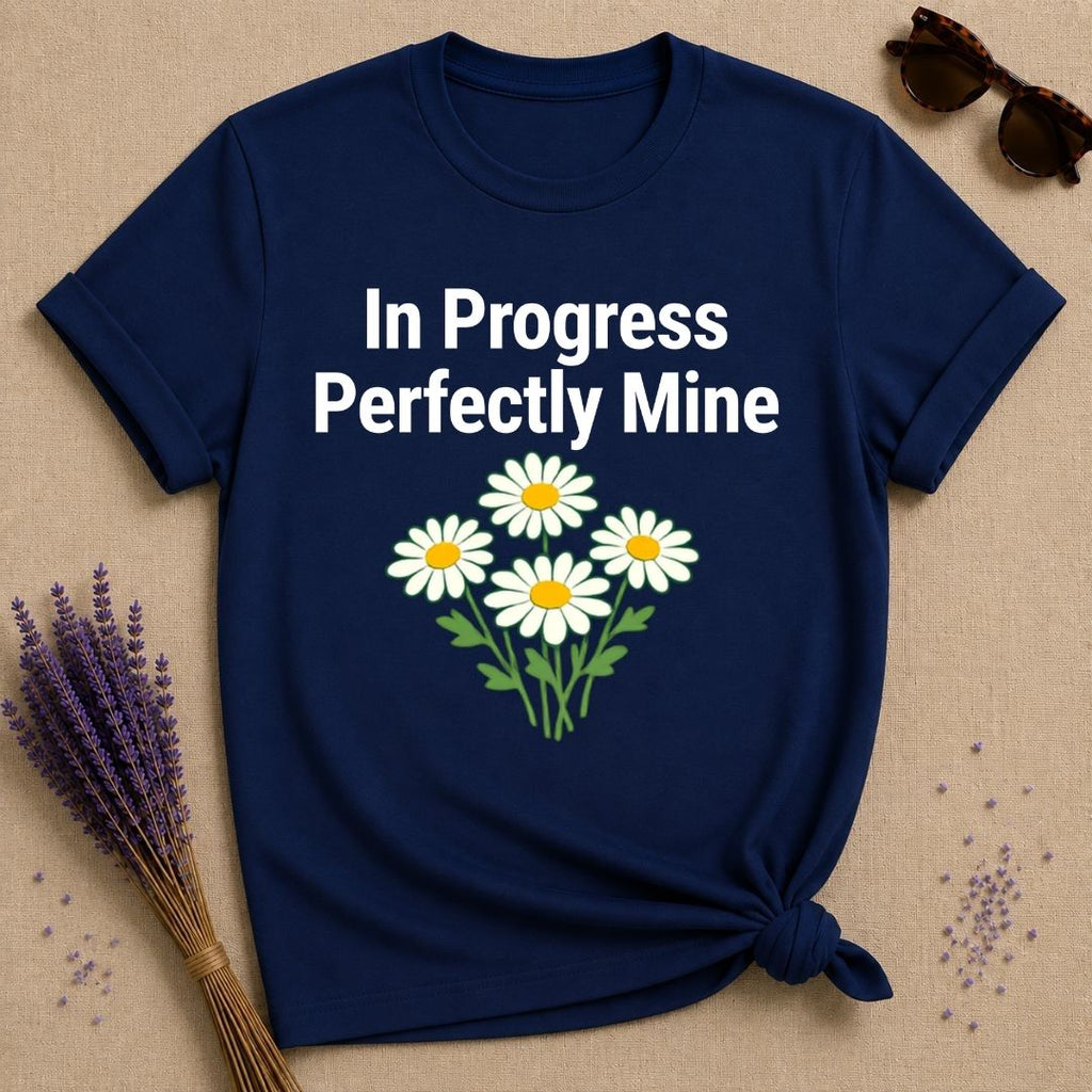 In Progress Perfectly Mine — Daisy Bouquet Growth T-Shirt for Women in Navy