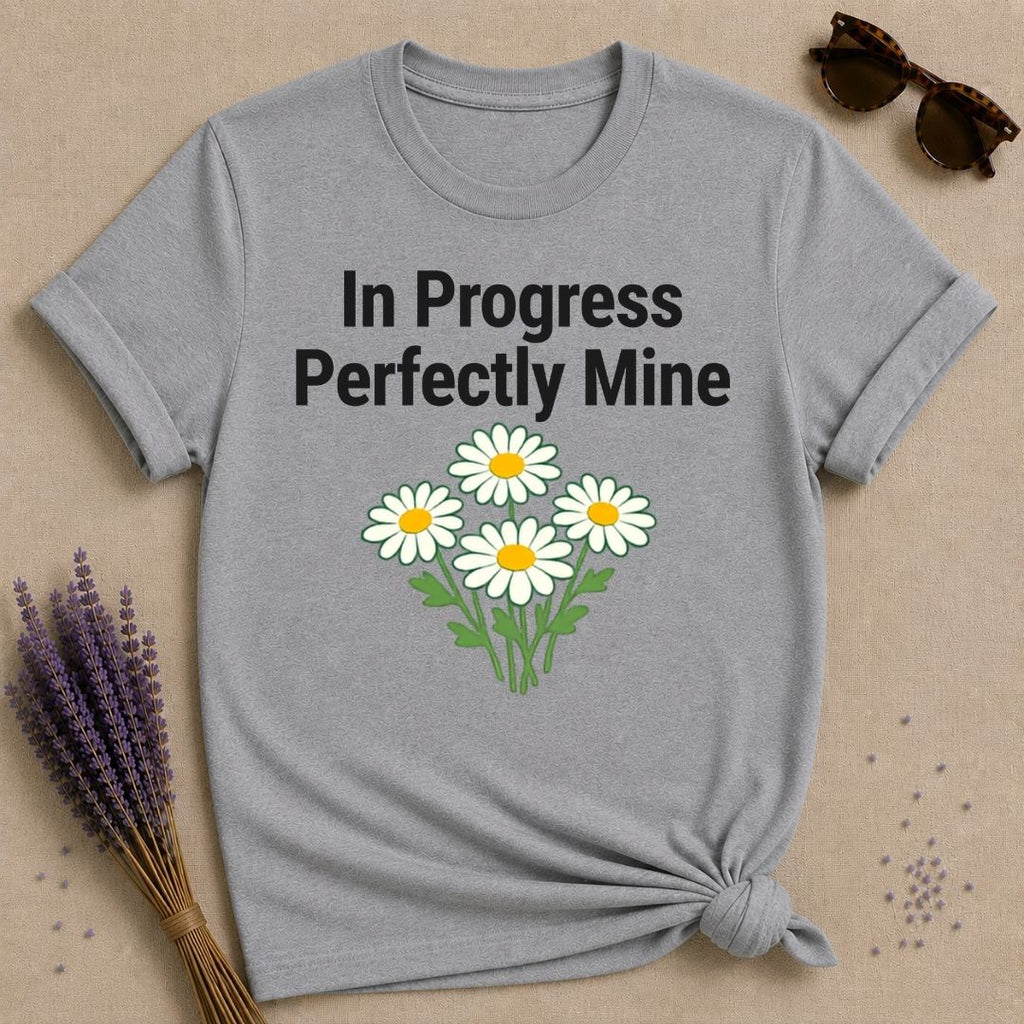 In Progress Perfectly Mine — Daisy Bouquet Growth T-Shirt for Women in Sport Grey
