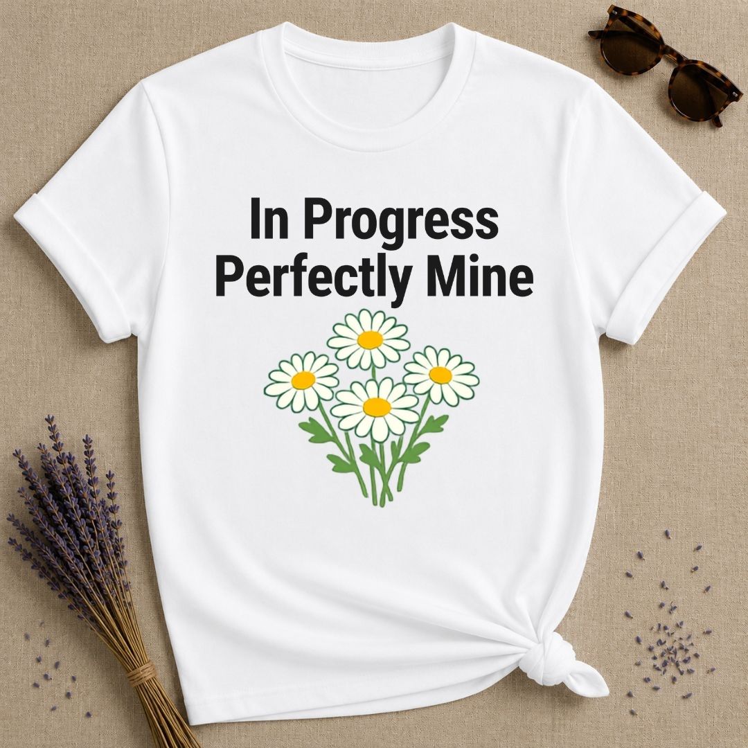 In Progress Perfectly Mine — Daisy Bouquet Growth T-Shirt for Women in White