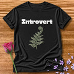 Introvert — Fern Botanical Graphic Tee for Women in Black