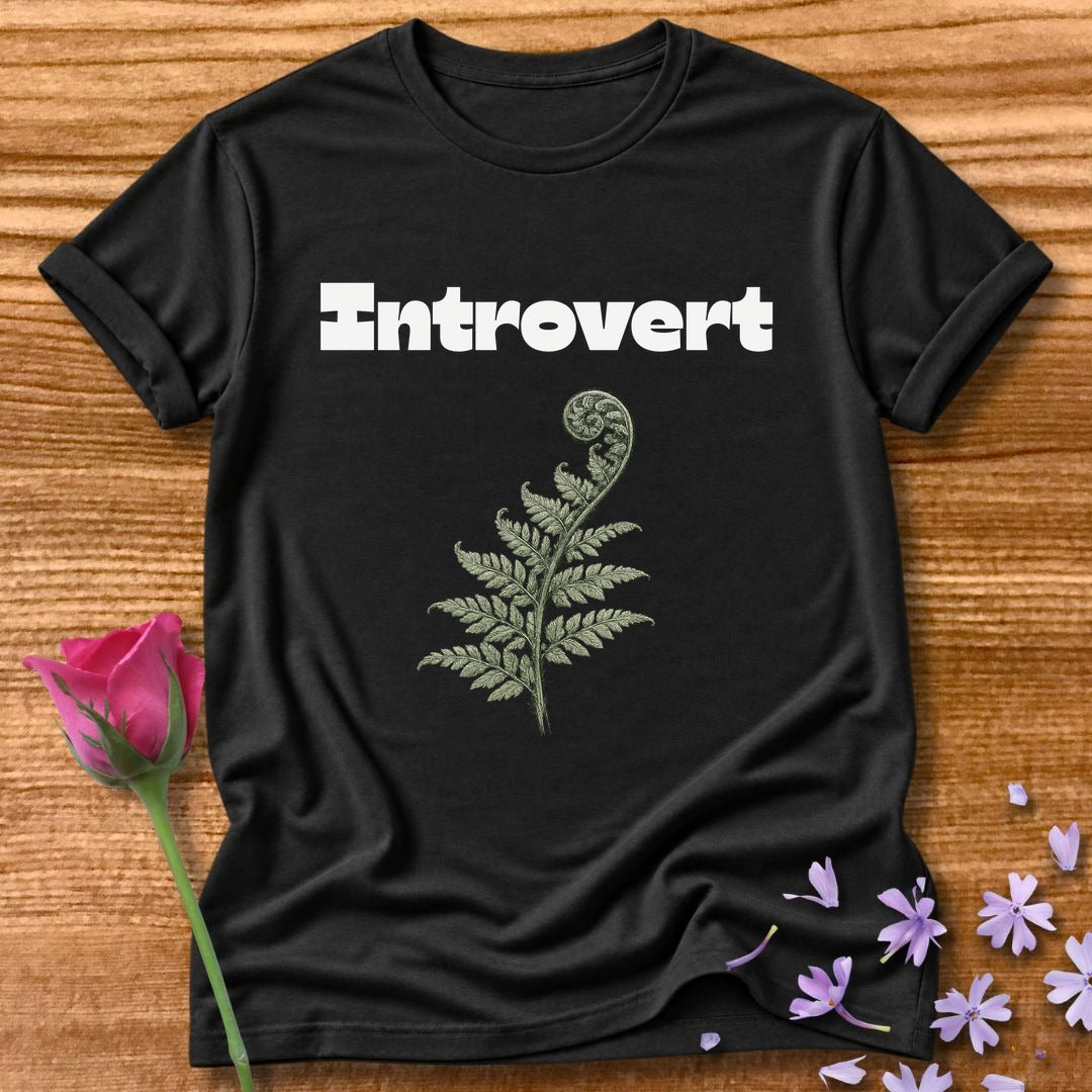 Introvert — Fern Botanical Graphic Tee for Women in Black