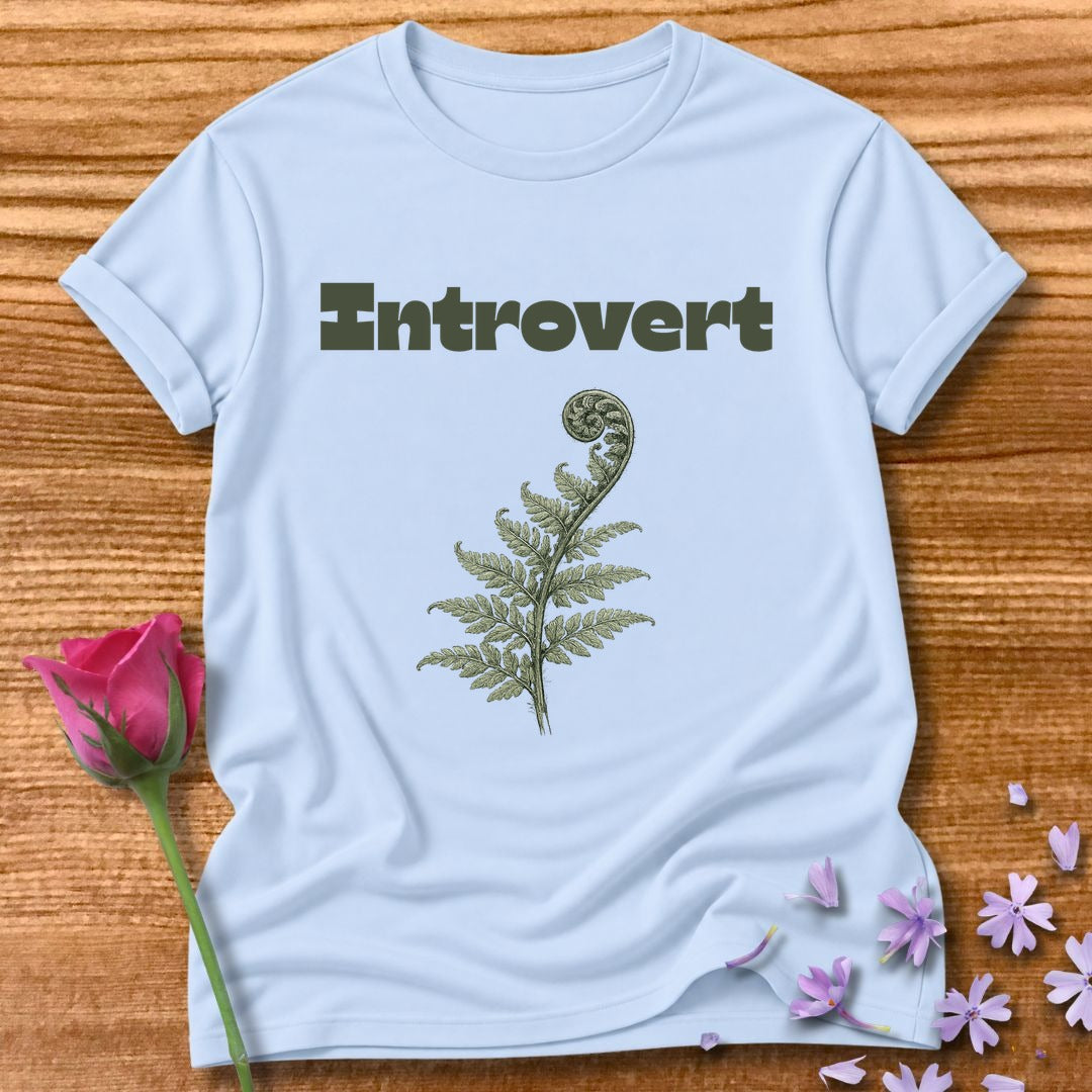 Introvert — Fern Botanical Graphic Tee for Women in Light Blue
