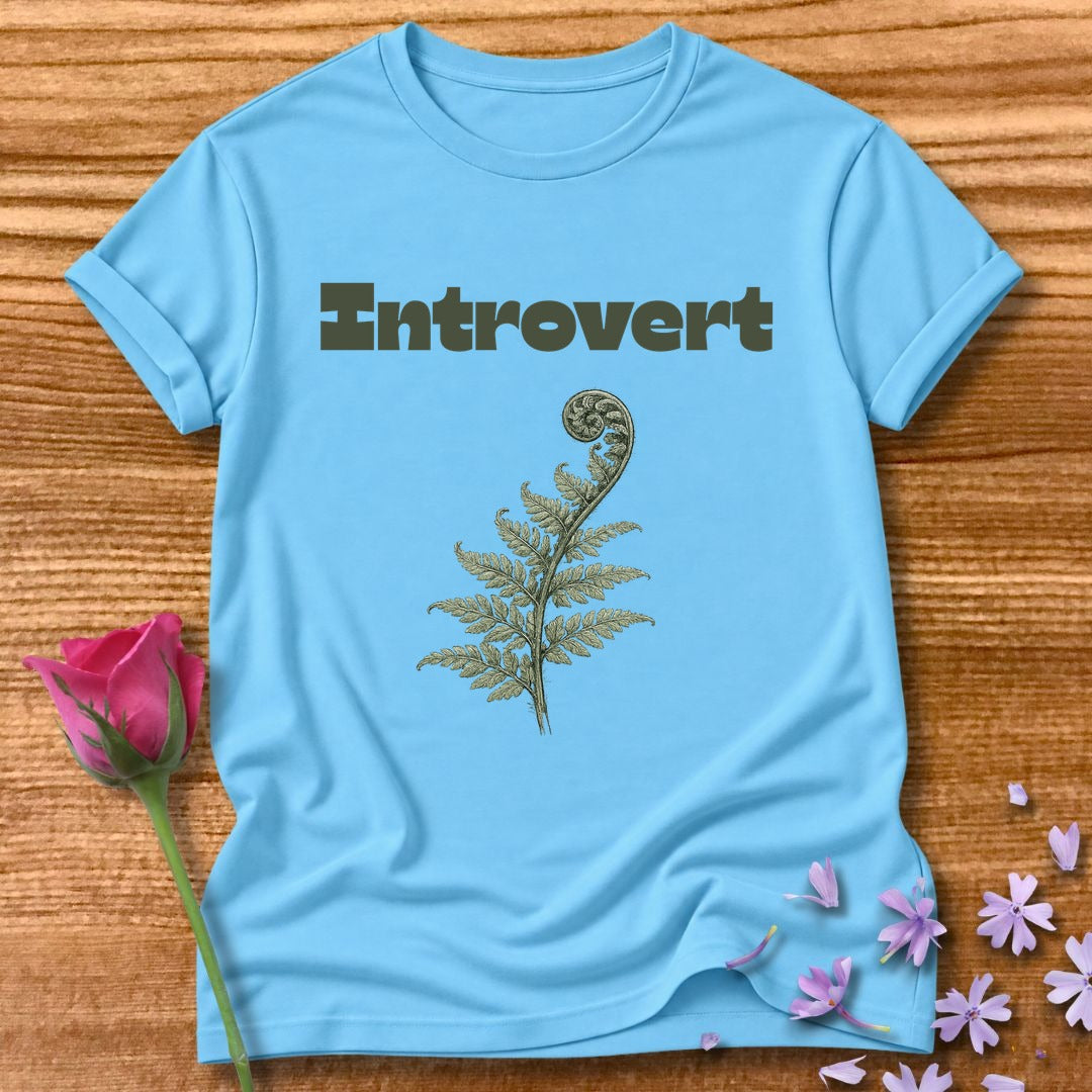 Introvert — Fern Botanical Graphic Tee for Women in Sky