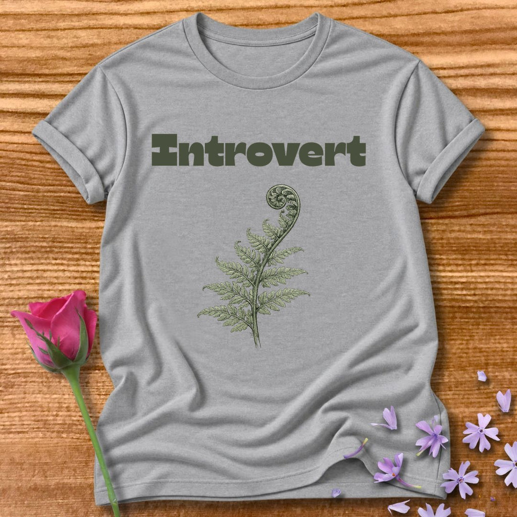 Introvert — Fern Botanical Graphic Tee for Women in Sport Grey
