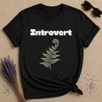 Introvert — Fern Botanical Graphic Tee for Women in Black