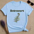 Introvert — Fern Botanical Graphic Tee for Women in Light Blue