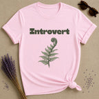 Introvert — Fern Botanical Graphic Tee for Women in Light Pink