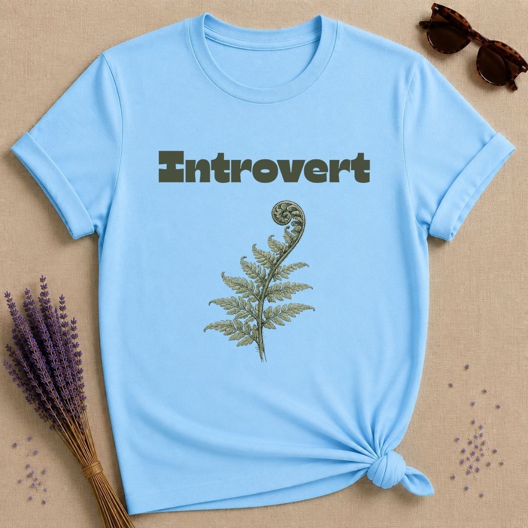 Introvert — Fern Botanical Graphic Tee for Women in Sky