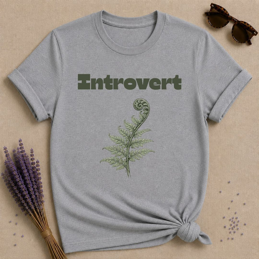 Introvert — Fern Botanical Graphic Tee for Women in Sport Grey