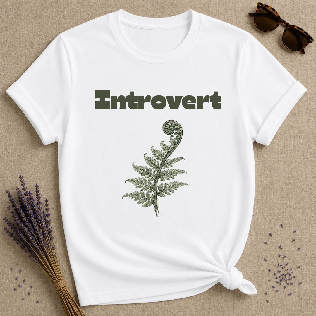 Introvert — Fern Botanical Graphic Tee for Women in White