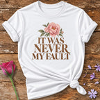 It Was Never My Fault — Watercolor Peony T-Shirt for Women in White