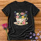 It's a Tea Shirt — Watercolor Floral Teacup T-Shirt for Women in Black
