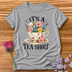 It's a Tea Shirt — Watercolor Floral Teacup T-Shirt for Women in Sport Grey