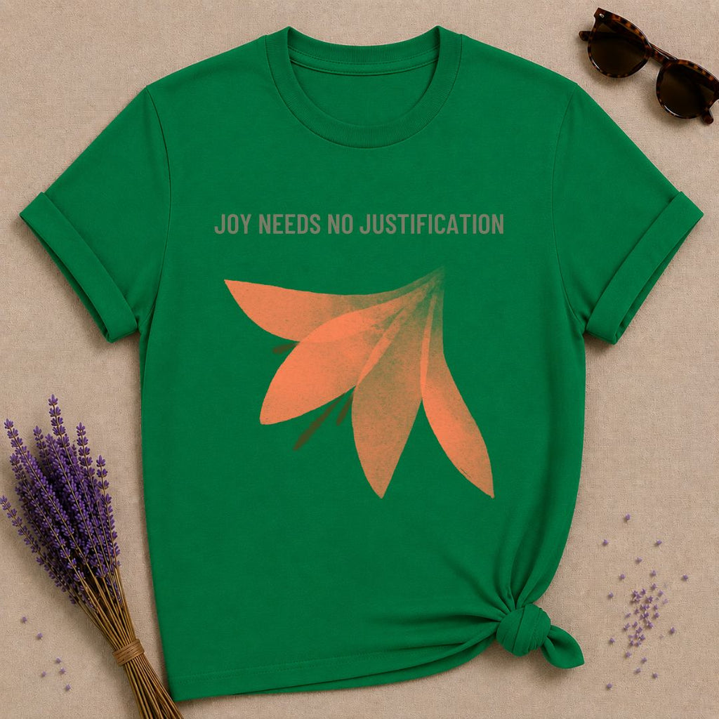 Joy Needs No Justification — Gold Floral T-Shirt