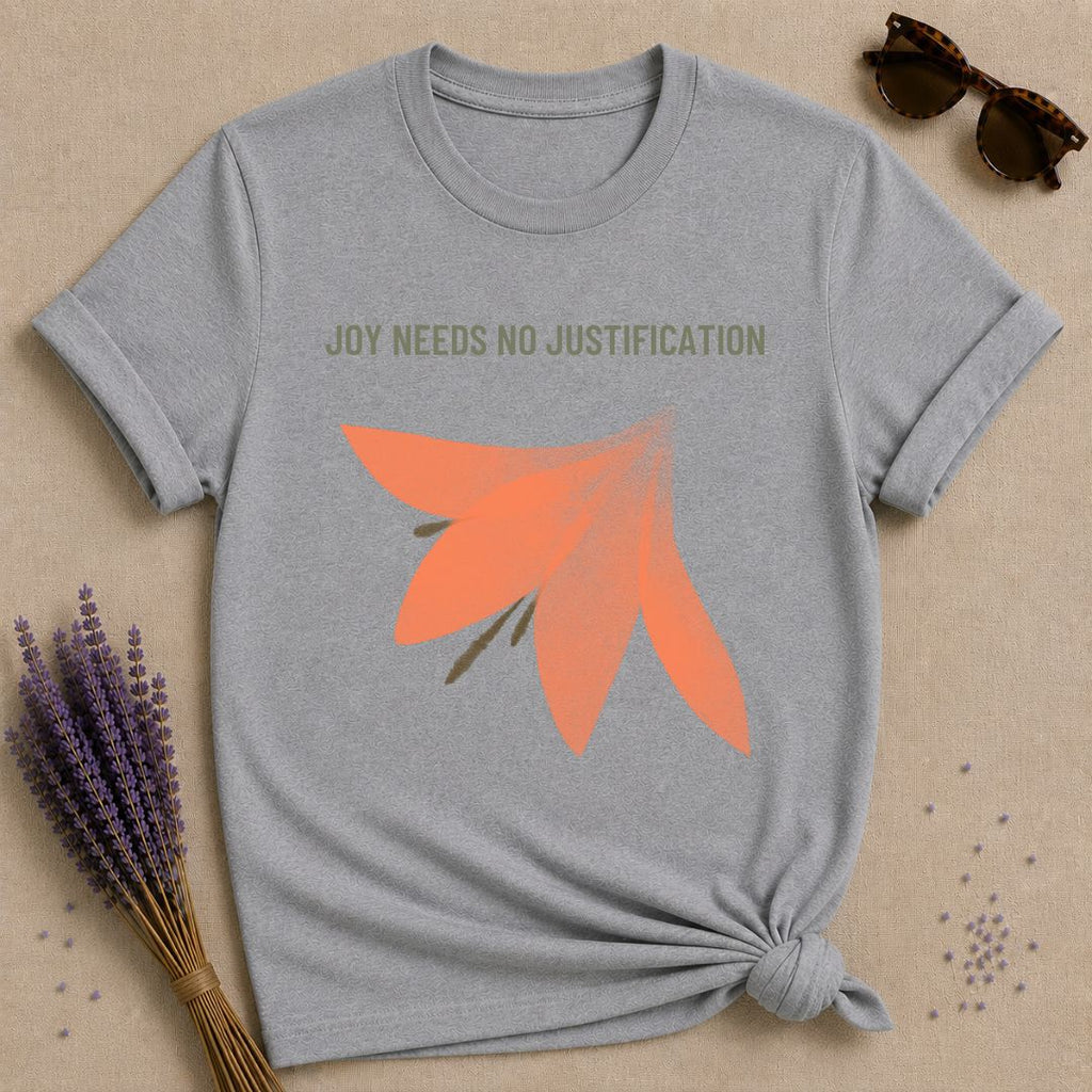 Joy Needs No Justification — Gold Floral T-Shirt