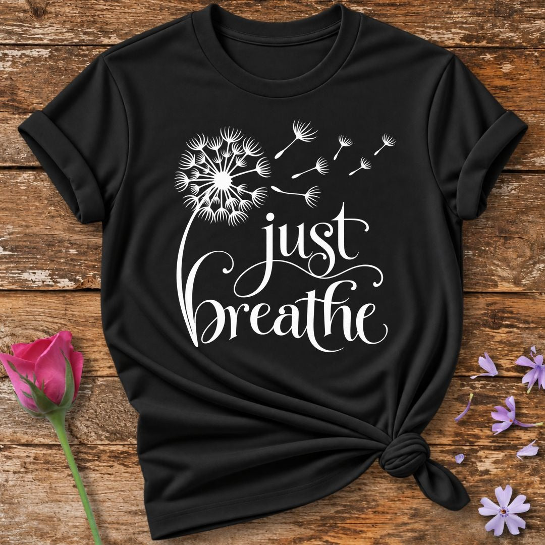 Just Breathe Dandelion T-Shirt in Black