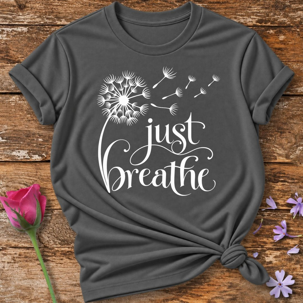 Just Breathe Dandelion T-Shirt in Charcoal