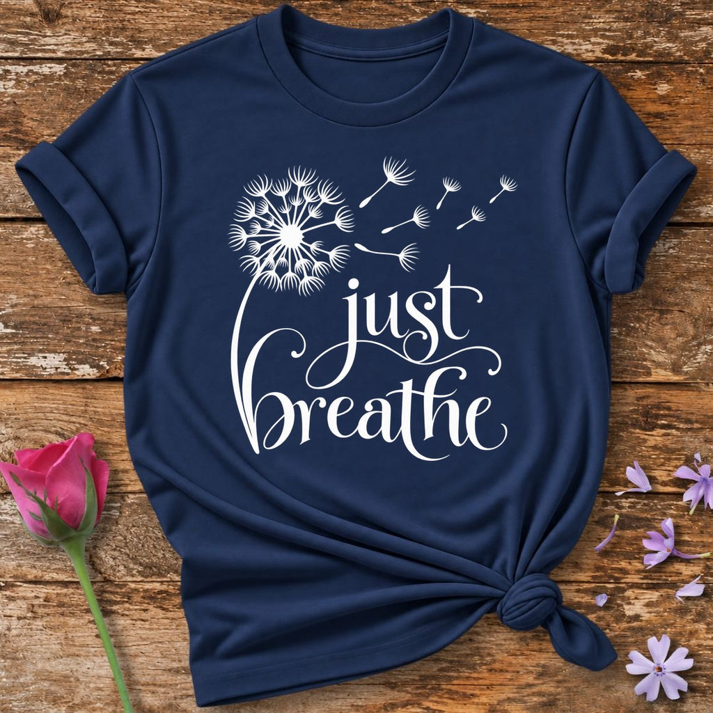 Just Breathe Dandelion T-Shirt in Navy