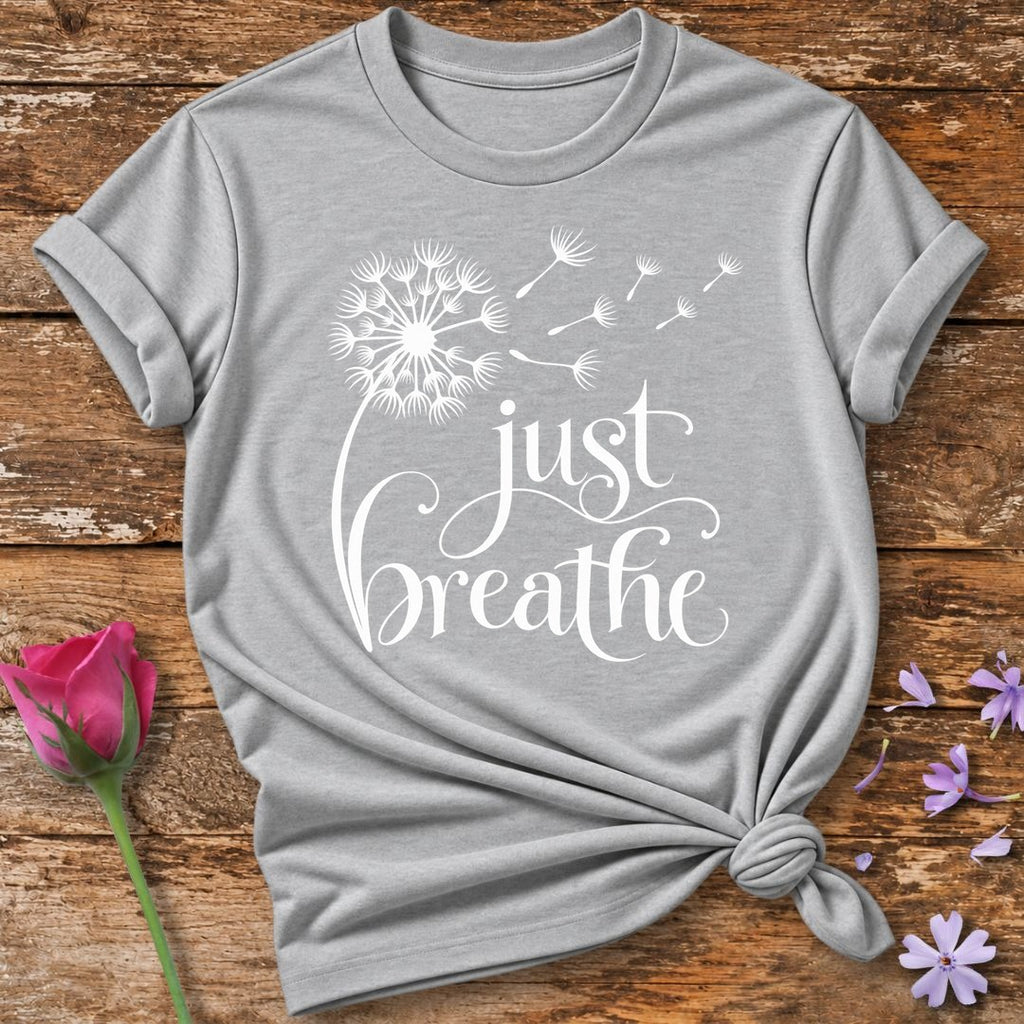 Just Breathe Dandelion T-Shirt in Sport Grey