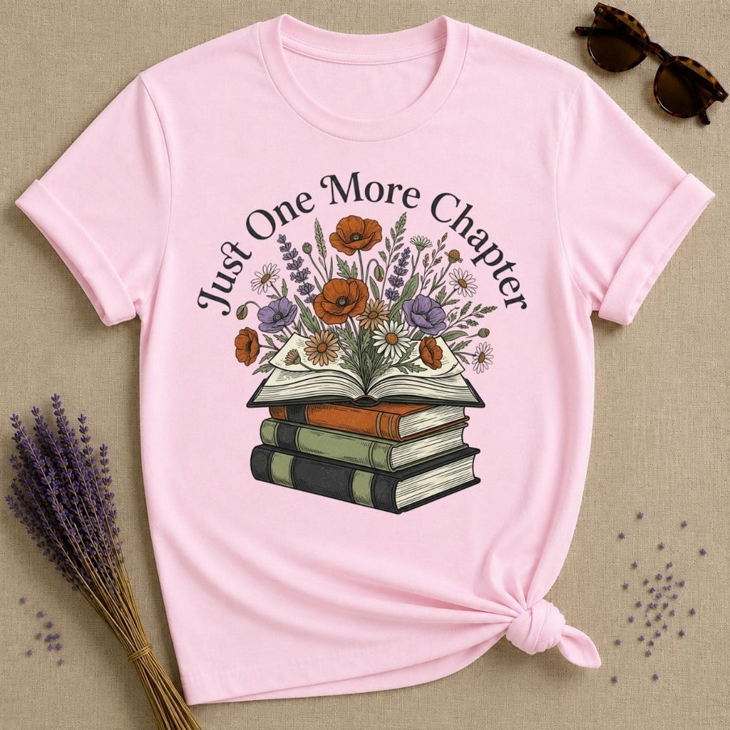 Just One More Chapter book lover t-shirt for women