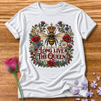 Long Live The Queen — Vintage Bee Wreath T-Shirt for Women in White