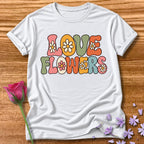 Love Flowers — Retro Groovy Daisy T-Shirt for Women in White