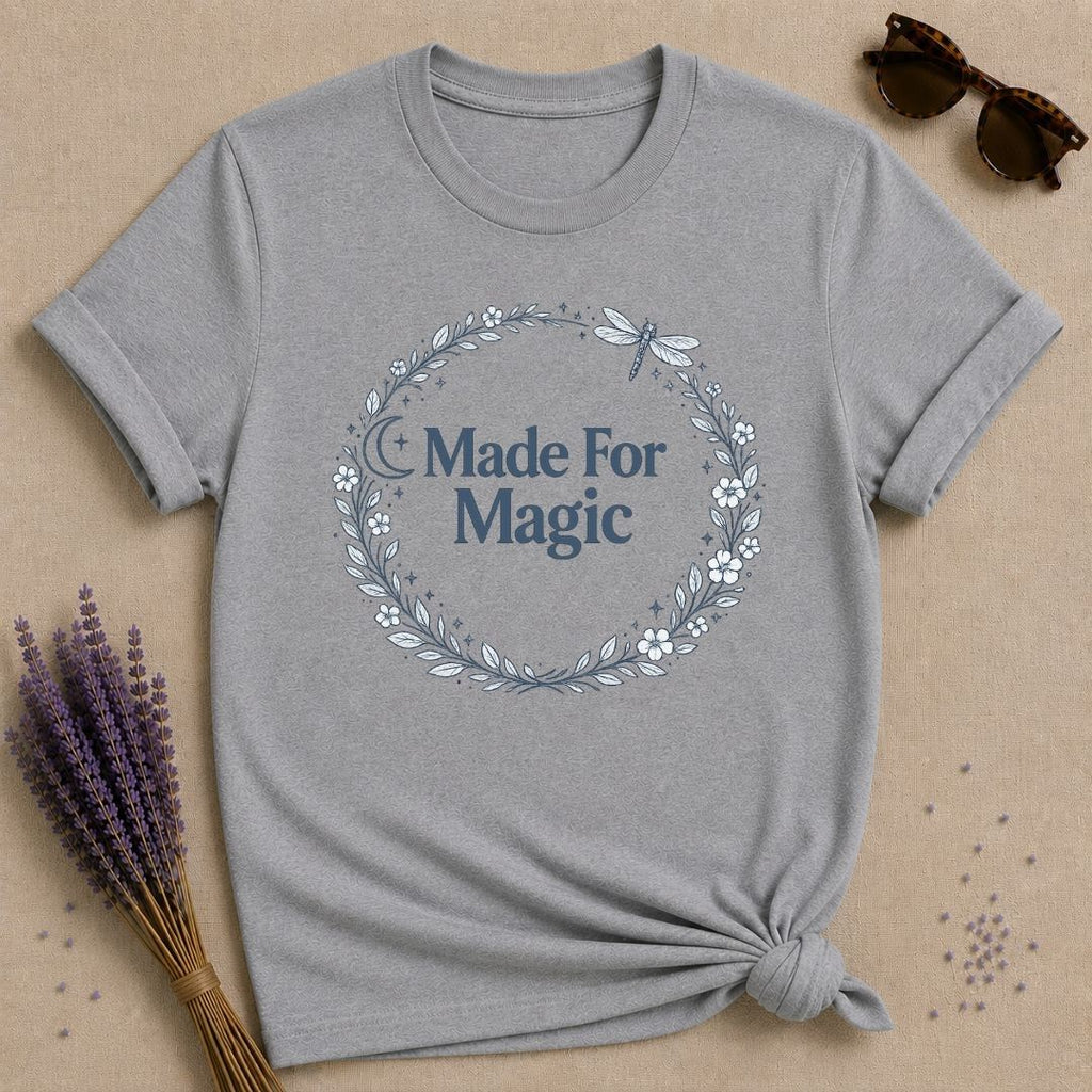 Made for Magic — Celestial Dragonfly Wreath T-Shirt for Women in Sport Grey
