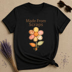 Made From Scraps — Patchwork Daisy Botanical T-Shirt for Women in Black
