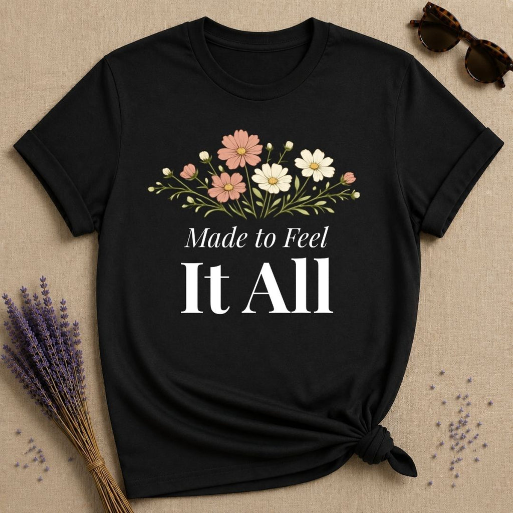 Made to Feel It All — Wildflower Botanical Empath T-Shirt for Women in Black