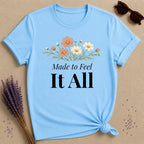 Made to Feel It All — Wildflower Botanical Empath T-Shirt for Women in Sky