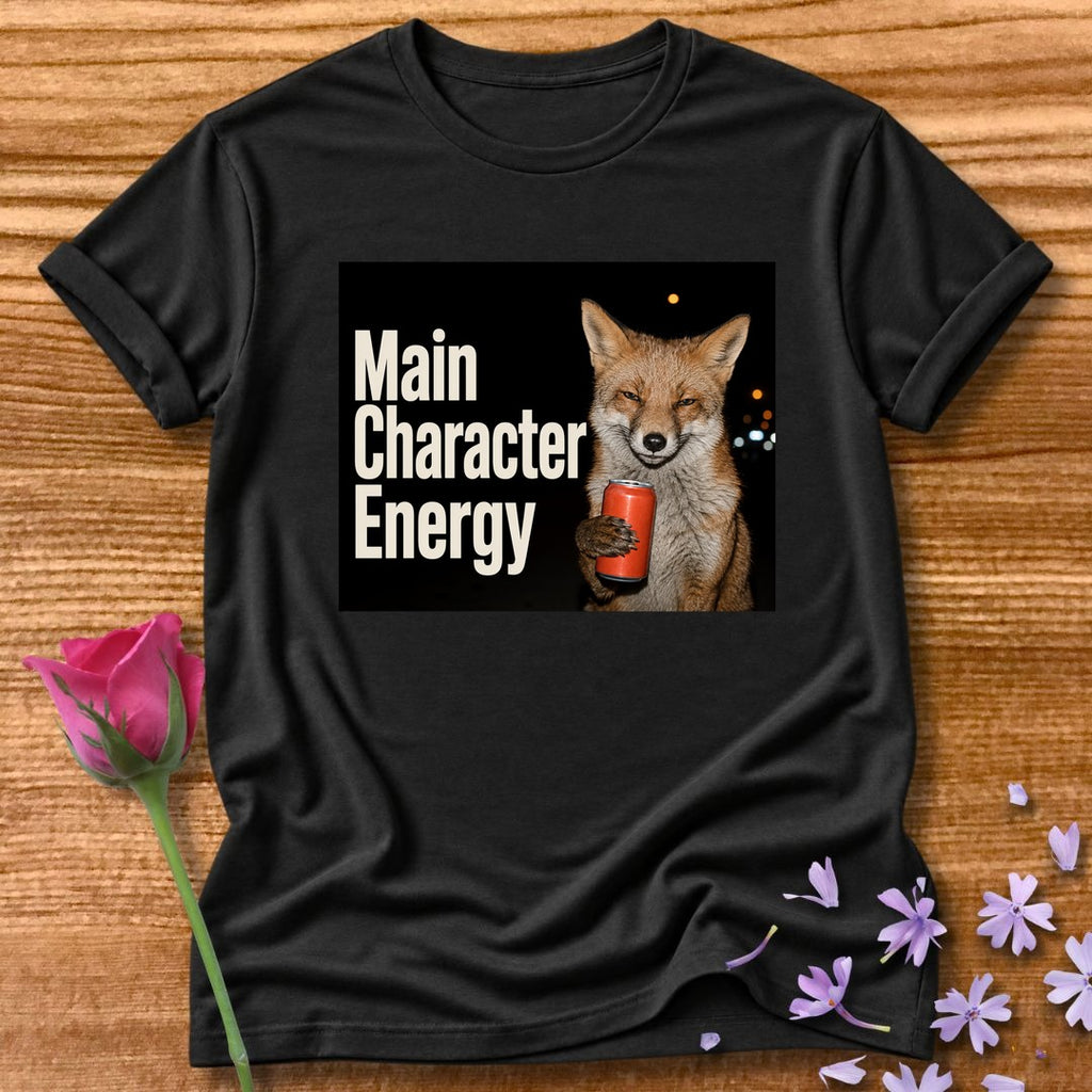 Main Character Energy — Photorealistic Fox Graphic in Black