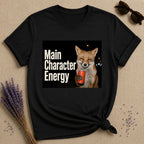 Main Character Energy — Photorealistic Fox Graphic T-Shirt for Women in Black
