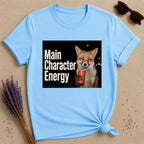 Main Character Energy — Photorealistic Fox Graphic T-Shirt for Women in Sky