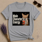 Main Character Energy — Photorealistic Fox Graphic T-Shirt for Women in Sport Grey