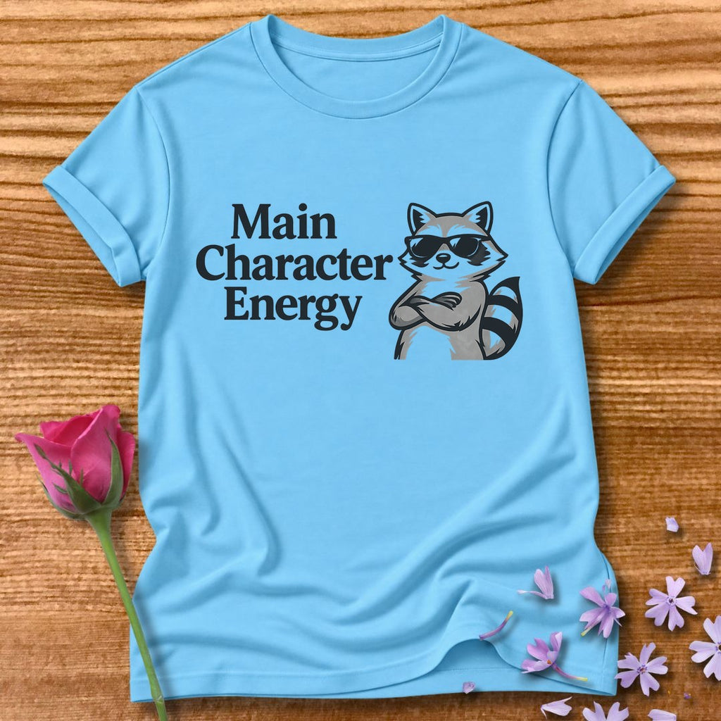 Main Character Energy — Vintage Raccoon Sticker Graphic in Sky