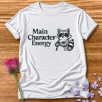 Main Character Energy — Vintage Raccoon Sticker Graphic in White