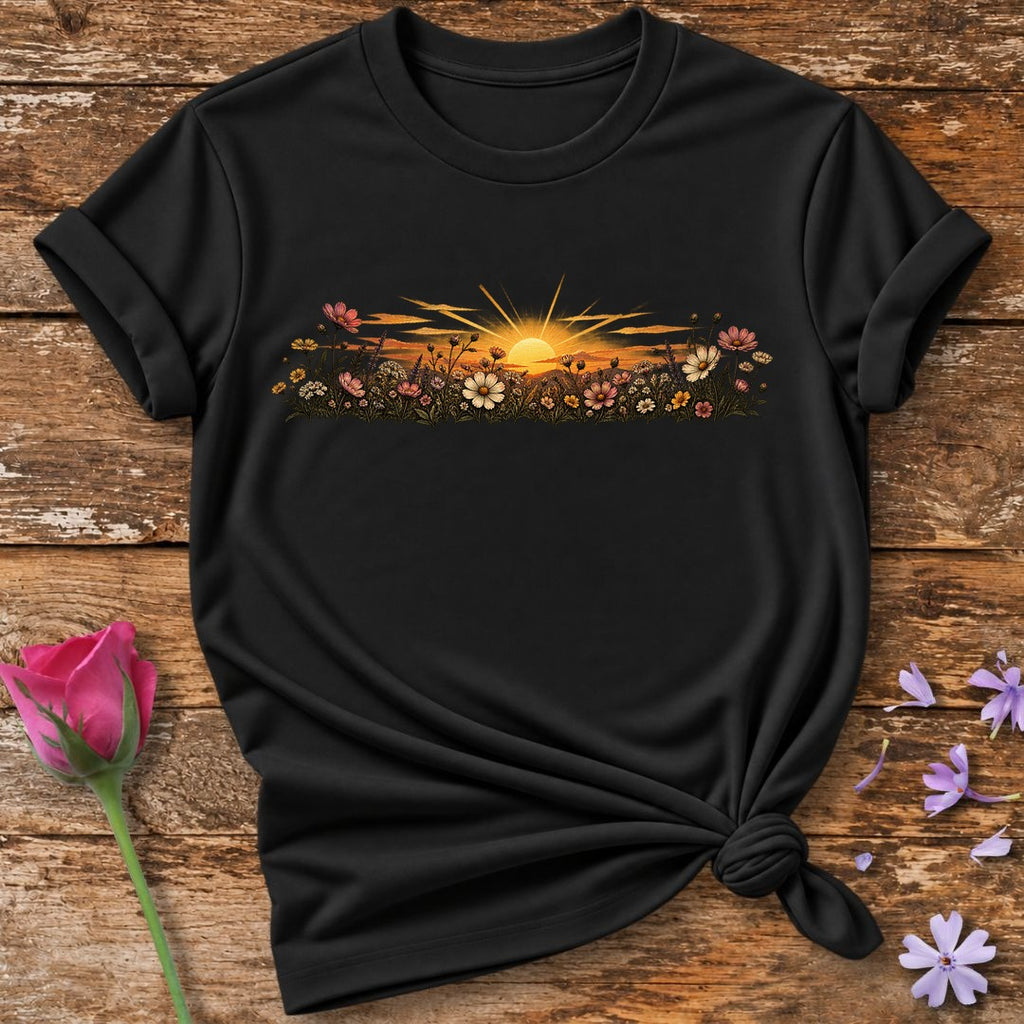 Sunset Wildflower T-Shirt in Black