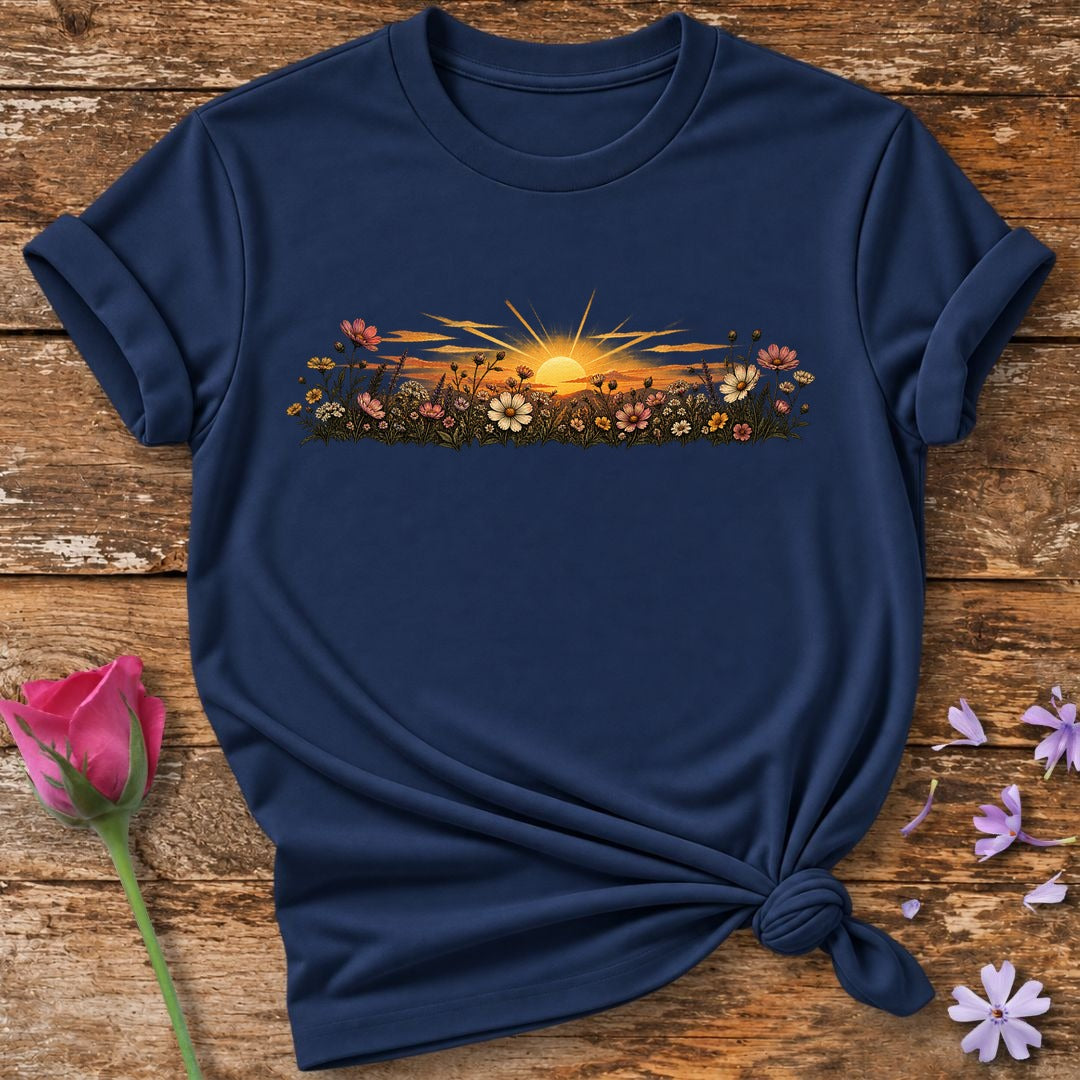 Sunset Wildflower T-Shirt in Navy