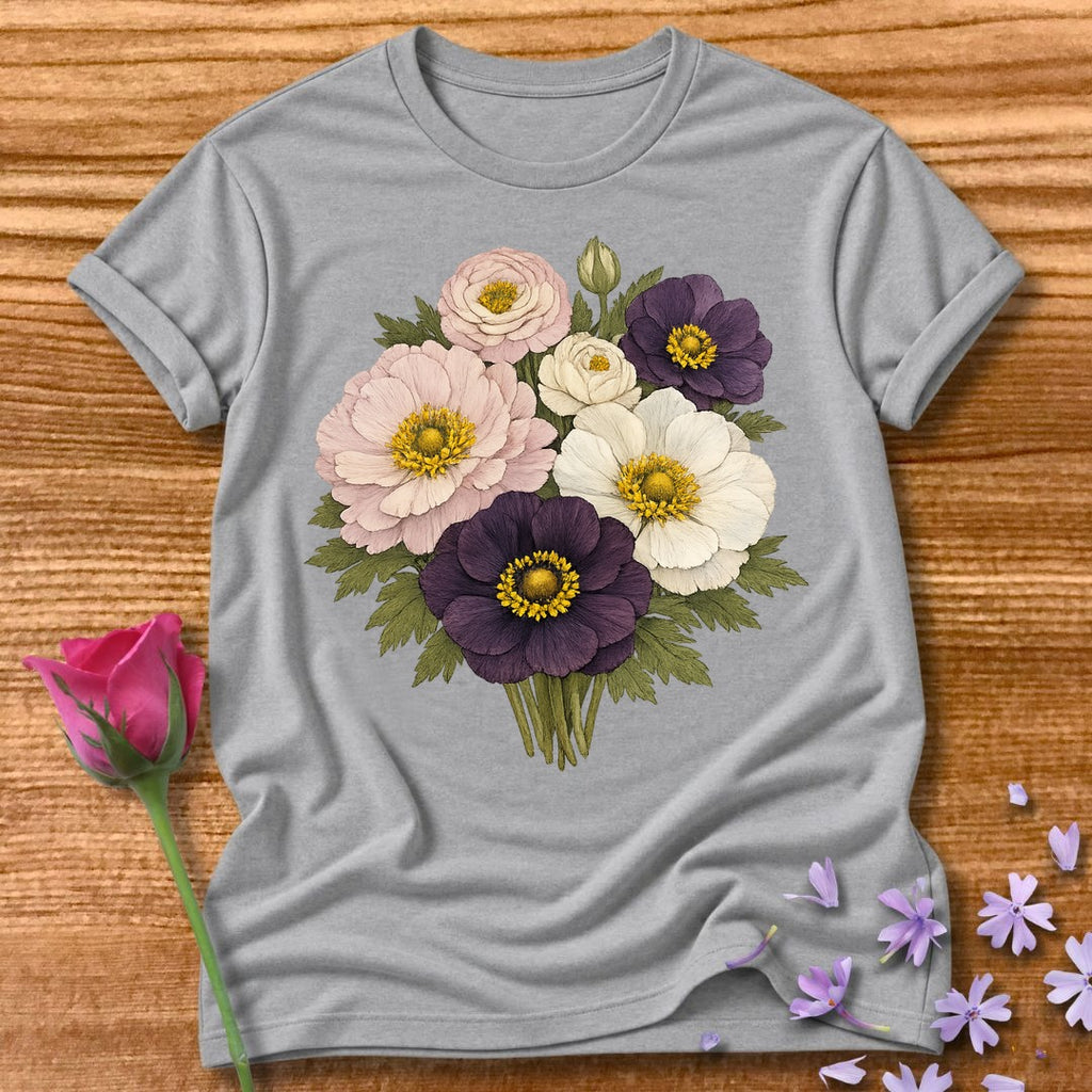 Mixed Anemone Bouquet — Botanical Illustration Graphic in Sport Grey